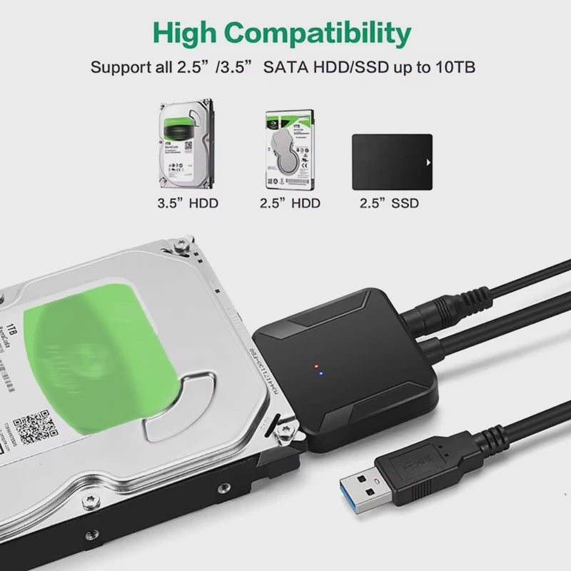 USB 3.0 naar SATA Adapter Kabel voor 2.5" en 3.5" HDD/SSD