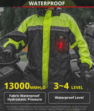Motor Regenpak met LED Waarschuwing & Reflectie - Waterdicht & Ademend