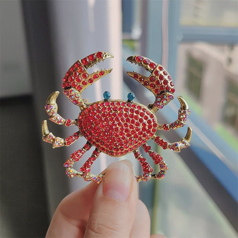 Chique Krab Broche met Kristallen - Unieke Dieren Pin voor Dames