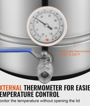 5 Gallon RVS Brouwketel met Thermometer, Kraan en Filter - Ideaal voor Bierbrouwen