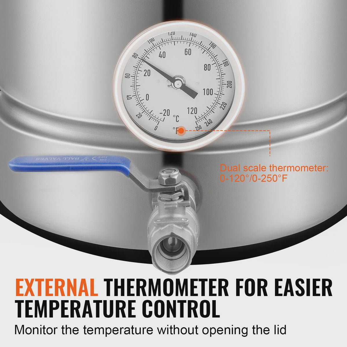 5 Gallon RVS Brouwketel met Thermometer, Kraan en Filter - Ideaal voor Bierbrouwen