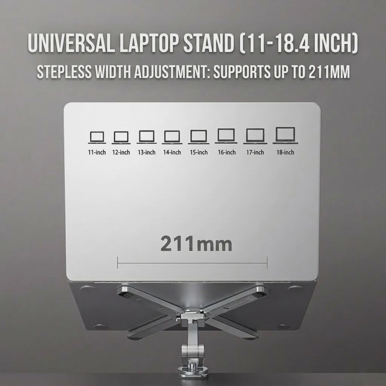 2-in-1 Afneembare Laptopstandaard met 360° Draaibare Basis & Tablet Arm - Opvouwbaar & Ruimtebesparend