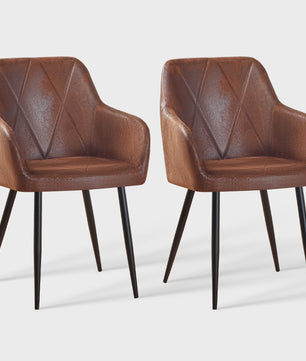 Stijlvolle Fauteuil met Armleuningen - Fluweel of Kunstleer, Zwarte Metalen Poten - Modern Design