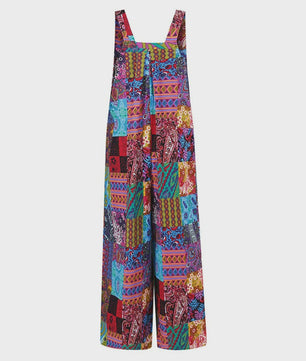 Zomerse Dames Jumpsuit met Etnische Print, Vierkante Hals en Zakken