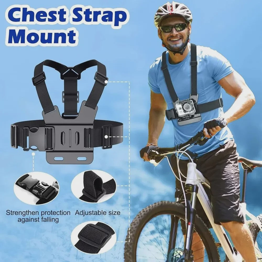 Action Camera Accessoires Kit: Hoofd- en Borstband Mount voor GoPro, Telefoon & meer