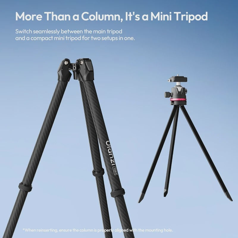 Ulanzi TZ01: Veelzijdige 2-in-1 Carbon Fiber Tripod (1.63m) - Compact & Stabiel voor Outdoor, Vlogging & Reizen