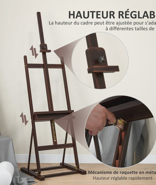 Vinsetto Houten Schildersezel - Verstelbare Hoogte 171-230cm, Kantelbaar tot 80°, Met Opbergvak