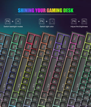MageGee Mini 60% Gaming Toetsenbord met RGB Backlit, 61 Toetsen, Compact & Ergonomisch