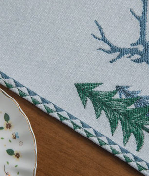 Kerst Tafel Runner met Elanden en Bomen | Winter Decoratie voor Eettafel