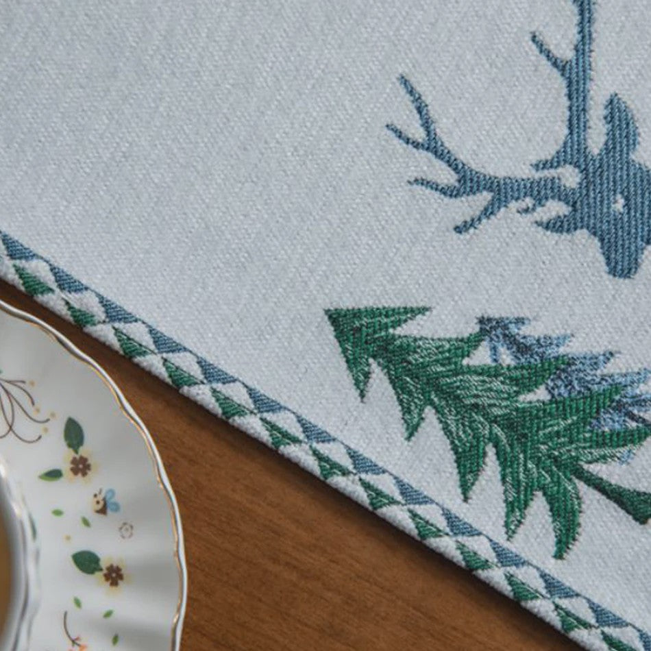 Kerst Tafel Runner met Elanden en Bomen | Winter Decoratie voor Eettafel