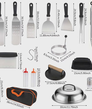 Complete BBQ Grill Accessoires Set met Burger Press & Spatels - 25 Delig