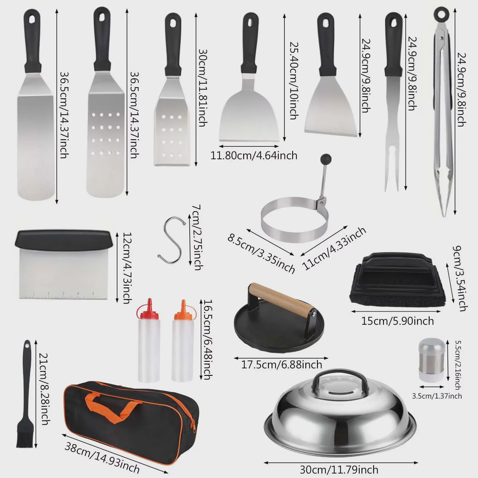 Complete BBQ Grill Accessoires Set met Burger Press & Spatels - 25 Delig