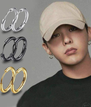 Roestvrijstalen Hoops Oorbellen - Goudkleurig, Zilver, Zwart & Regenboog - Unisex