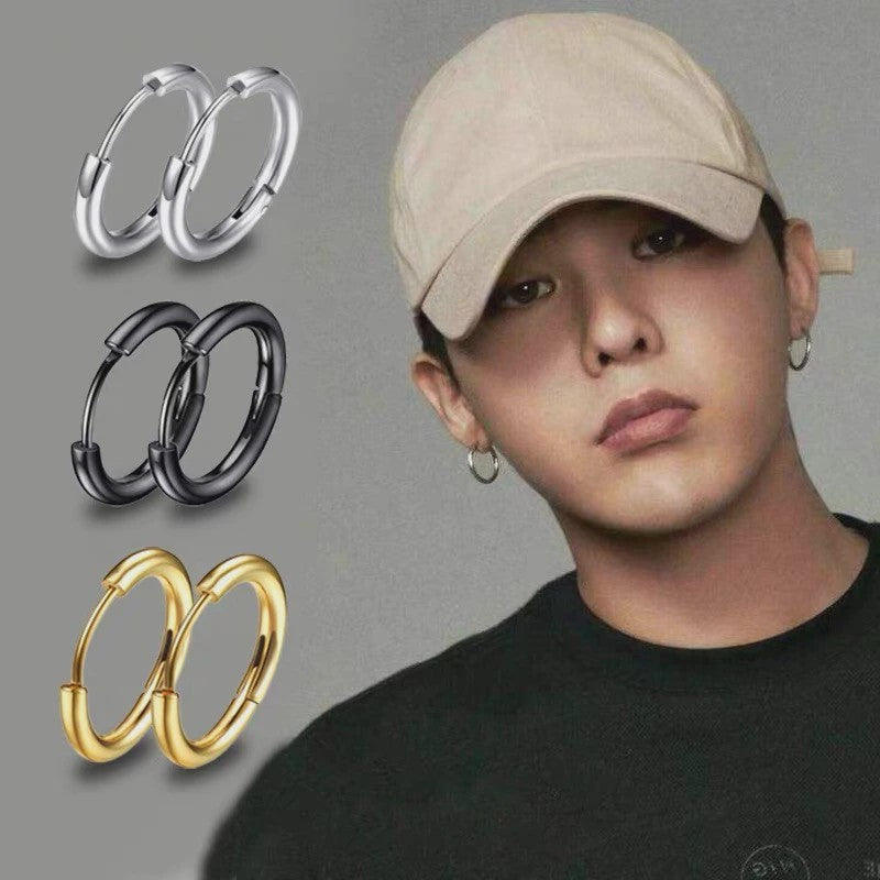 Roestvrijstalen Hoops Oorbellen - Goudkleurig, Zilver, Zwart & Regenboog - Unisex