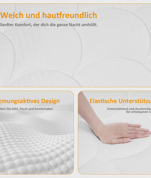 Pocketvering Matras 90/140/160/180x200cm - 22cm Dik, 7-Zoons Comfortschuim & Stevige Ondersteuning