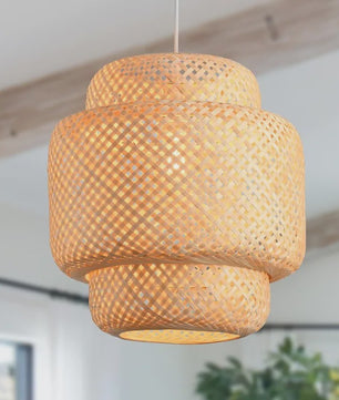 Moderne Bamboe Hanglamp - Handgeweven Kunst & Sfeervolle Verlichting