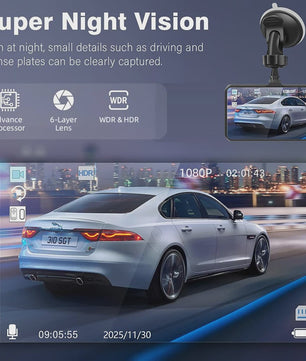 E-ACE Full HD 1080P Dash Cam met 4-inch Touch IPS Scherm, Dubbele Camera Voor & Achter, Nachtzicht en Parkeerfunctie