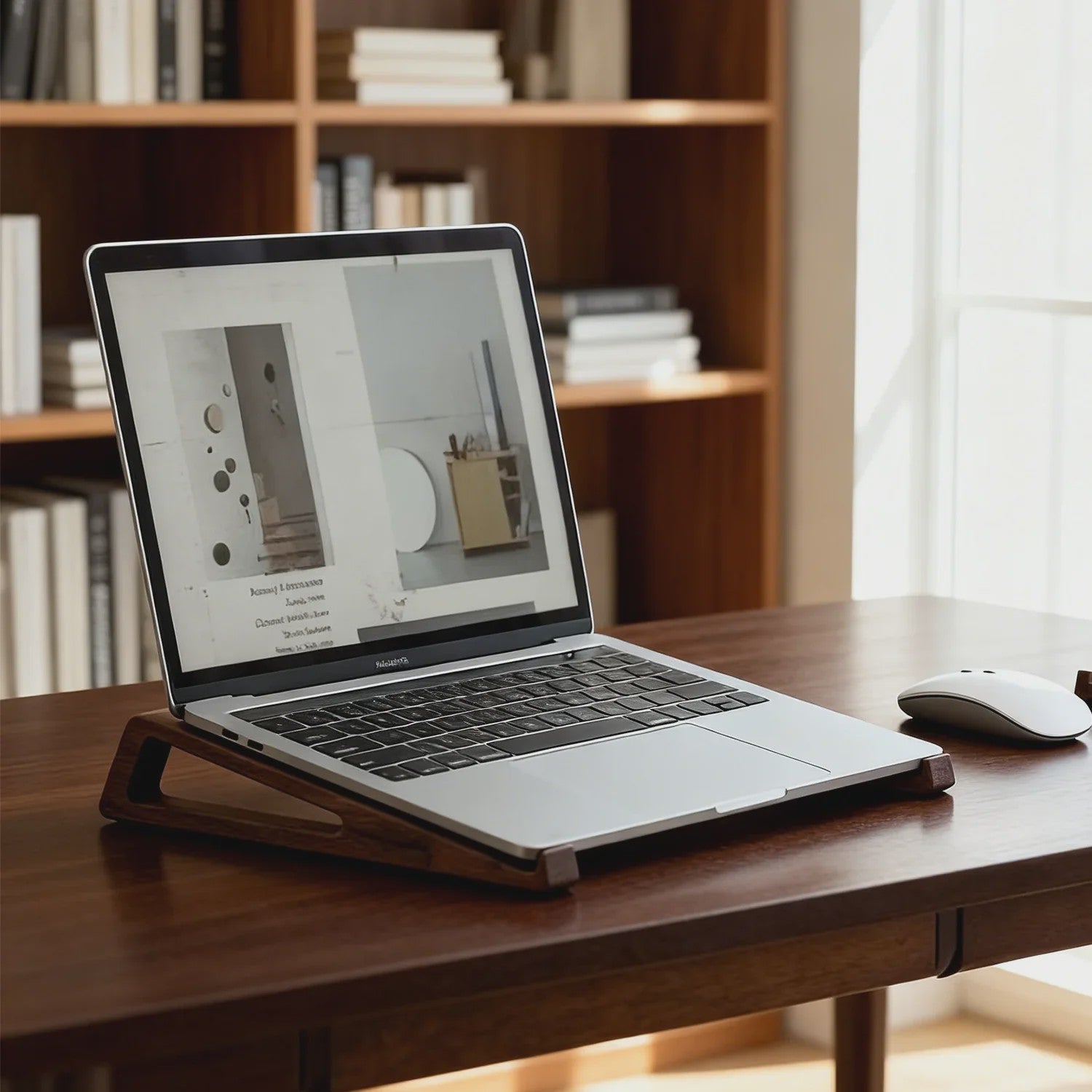Houten Laptop Standaard - Verhoogt en Koelt je Notebook