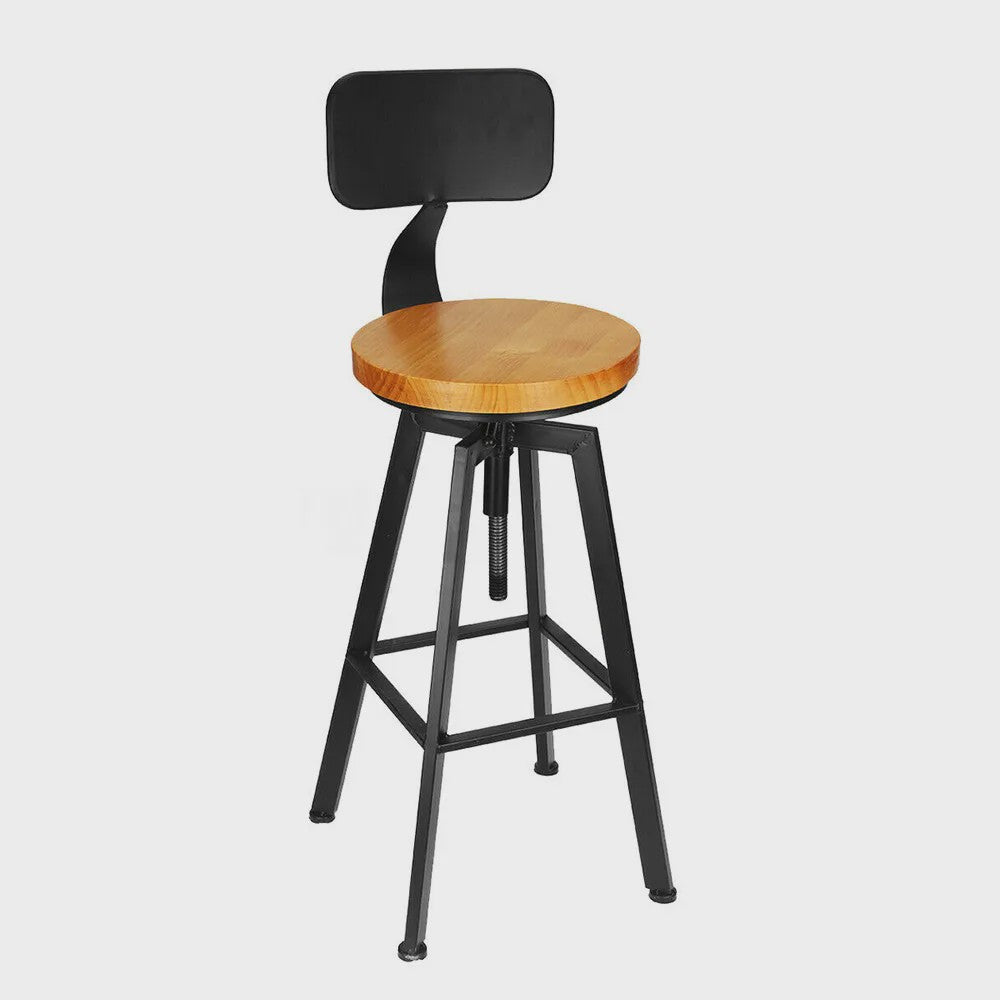 Set van 2 Stijlvolle Barstoelen - Verstelbaar Hout & Metaal met Draaibare Zitting