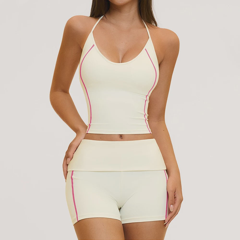Dames Yogaset: Sportieve Outfit met BH en Cycling Shorts