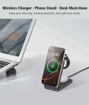 3-in-1 Magnetische Draadloze Oplader voor iPhone, Apple Watch & AirPods - Opvouwbaar