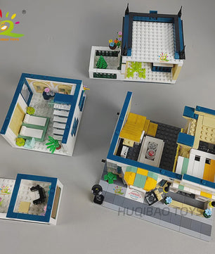 HUIQIBAO Mini Tuin Hotel Bouwset - 997 Stenen voor Stadsstraat Huis Model & Display Speelgoed