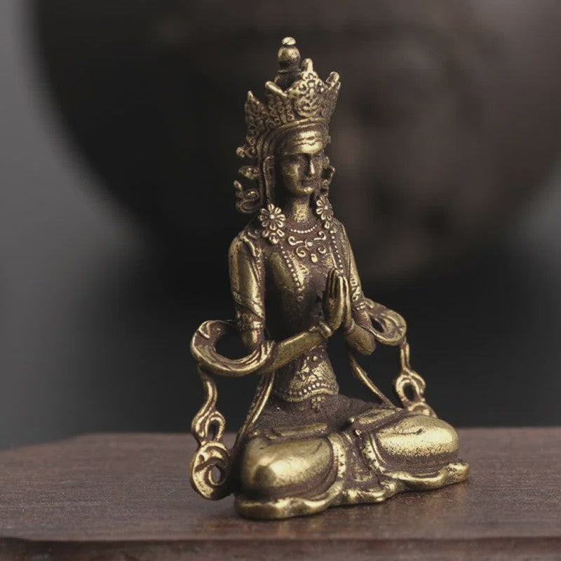 Retro Messing Boeddha Beeldje - Handgemaakt Zen Meditatie Decoratie