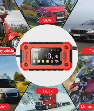 Slimme Acculader 12V 15A met LCD Display en Pulsreparatie voor Auto, Motor, SUV