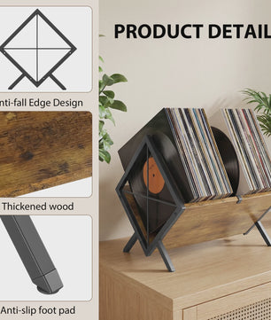 Stijlvolle Retro Vinylplatenhouder & LP Opbergrek - Minimalistisch Bureau Display