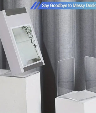 8x Stevige Doorzichtige Boekensteunen - Ideale Organizer voor Boeken, Films & CD's