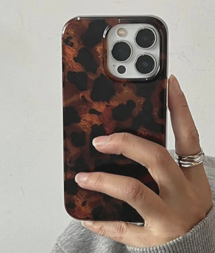 Retro Amber & Luipaard Print Hoesje voor iPhone - Stijlvolle Bescherming