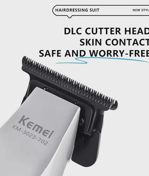 Kemei KM-3023-702 Professionele Draadloze Trimmer - 0MM Precisie, Krachtige 9000RPM Motor, LCD Display