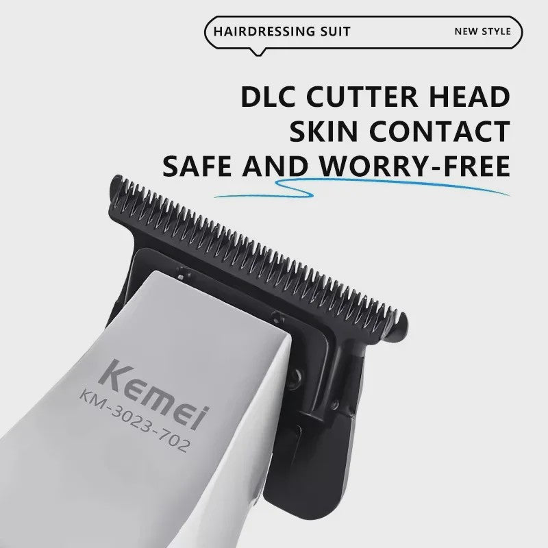 Kemei KM-3023-702 Professionele Draadloze Trimmer - 0MM Precisie, Krachtige 9000RPM Motor, LCD Display