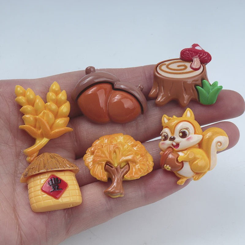 Herfst Cabochons: Eekhoorn, Tarwe & Meer - DIY Knutselaccessoires voor Kinderen