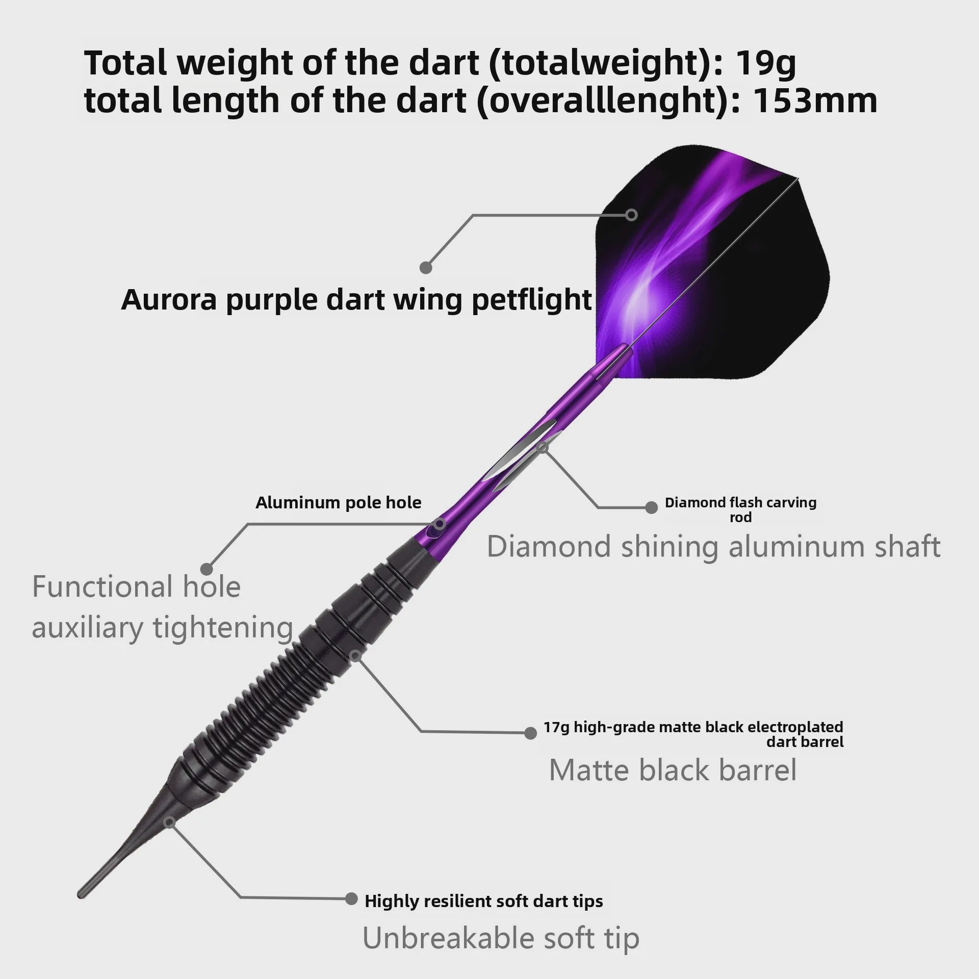 Professionele 20g Soft Tip Darts Set met Aluminium Shaft en Opbergdoos