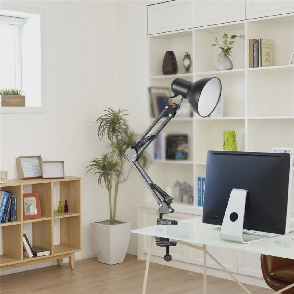 Verstelbare Zwanenhals Bureaulamp met Klem - Flexibele Studielamp voor E27/E26