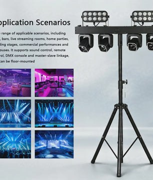 4-in-1 LED DJ Licht Effect Bar: Beam, Wash, Strobe & Ring met Afstandsbediening