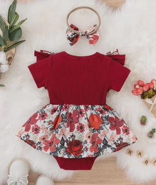 Zomerse Baby Jurk Romper met Strikjes en Bloemenprint - Katoen