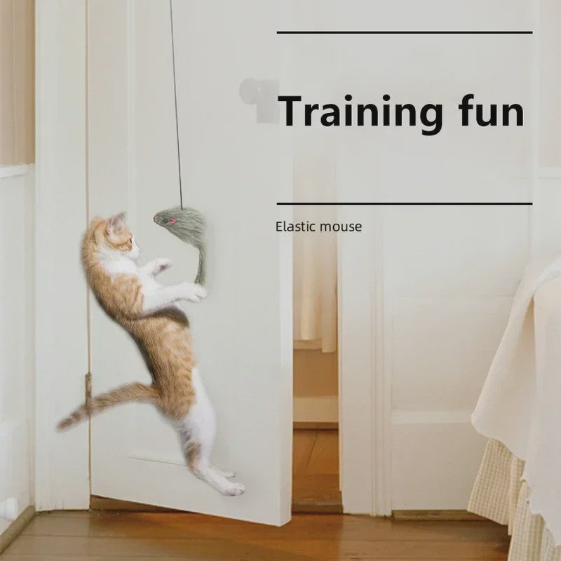 Interactief Katten Speelgoed Muis - Hangend Deur Speeltje met Veertje