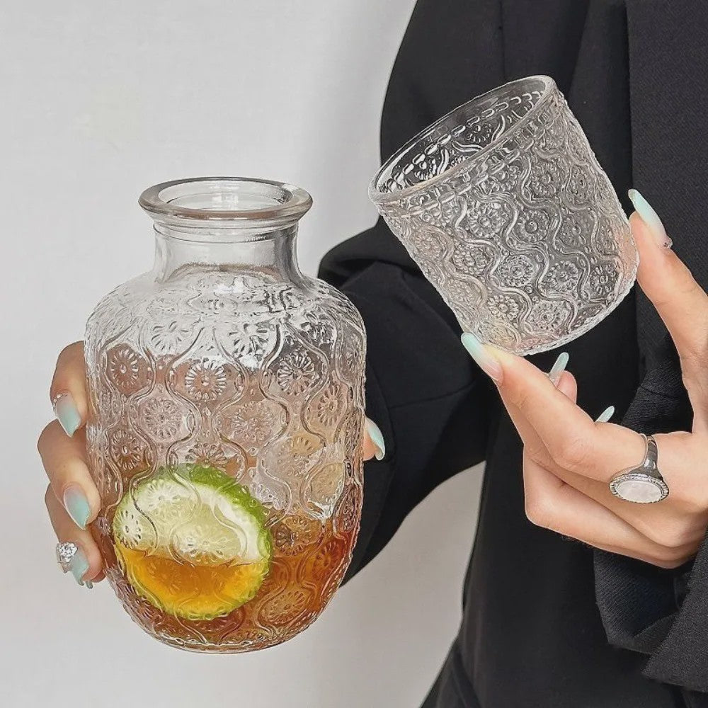 Vintage Glazen Theepot & Nachtkan Set - Stijlvol voor Water, Sap & Koffie
