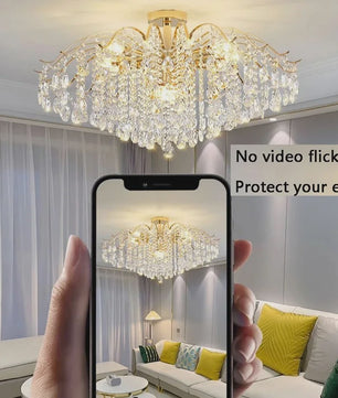 Luxe Kristallen Plafondlamp met LED - Sfeervolle Hanglamp voor Woonkamer