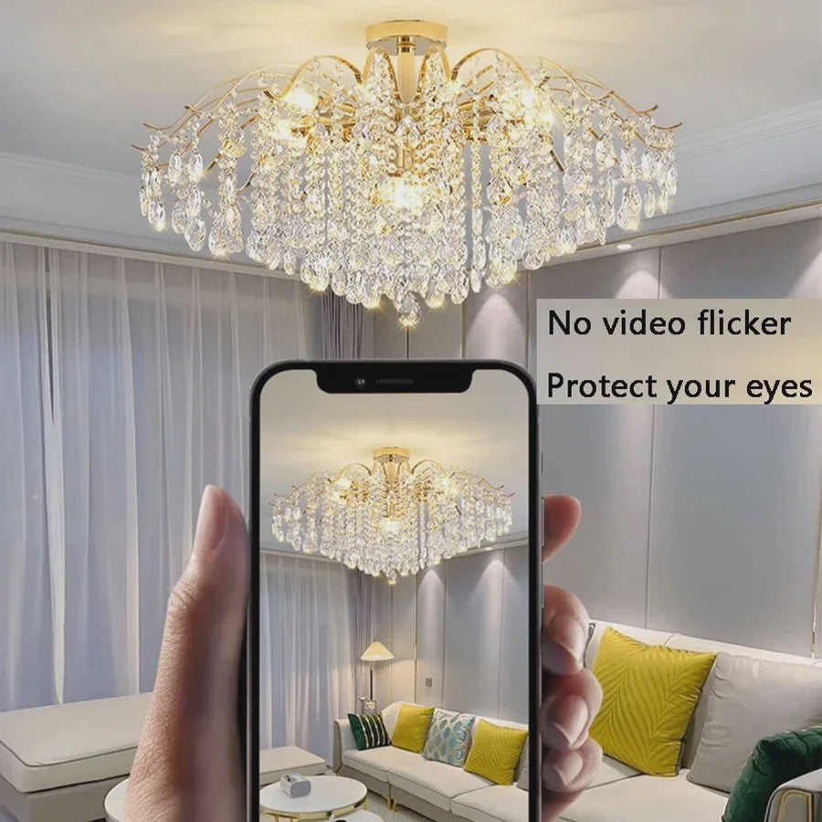 Luxe Kristallen Plafondlamp met LED - Sfeervolle Hanglamp voor Woonkamer