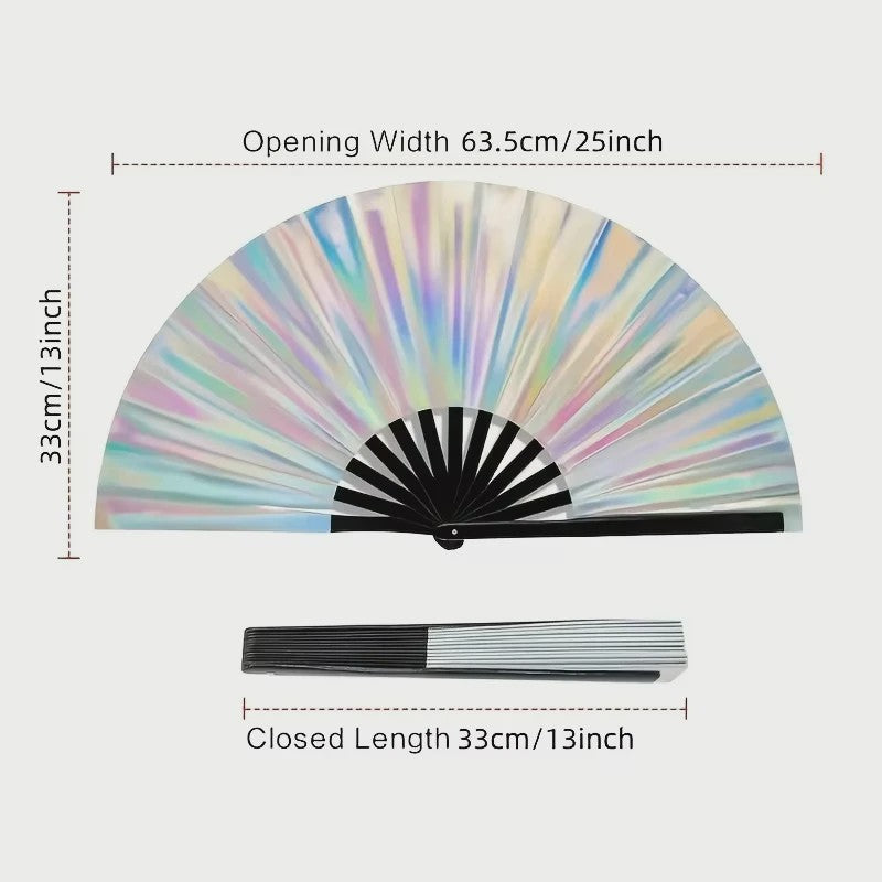 Grote Zilveren Klapwaaier - Perfect voor Festivals, Feesten & Dans