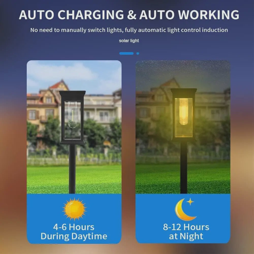 2-Pack Tuinverlichting op Zonne-energie - Waterdichte Buitenlampen met Decoratieve Filament LED