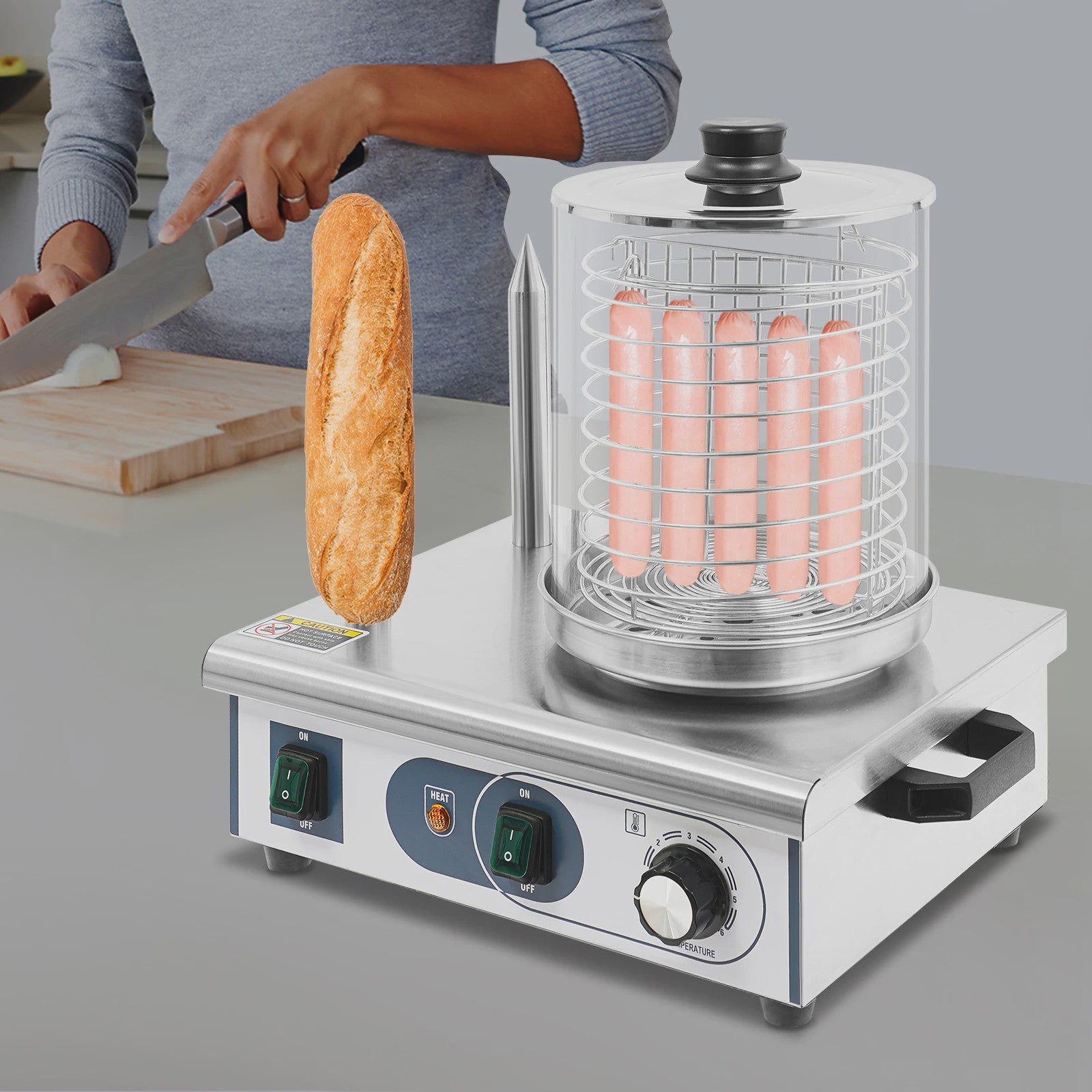 Professionele Hotdog Grill & Warmer - 550W Elektrische Worstmachine