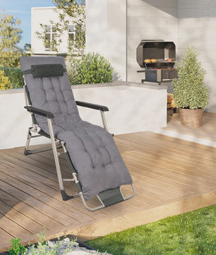 Klapbare Ligstoel voor Tuin en Terras met Verstelbare Rugleuning en Comfortabel Kussen