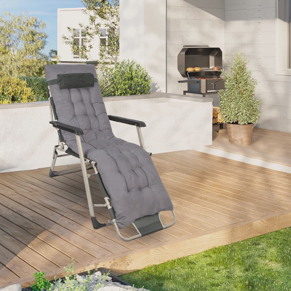 Klapbare Ligstoel voor Tuin en Terras met Verstelbare Rugleuning en Comfortabel Kussen