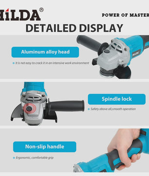 Krachtige HILDA 21V Brushless Haakse Slijper - Snoerloos Polijstmachine (Makita Accu Compatibel)
