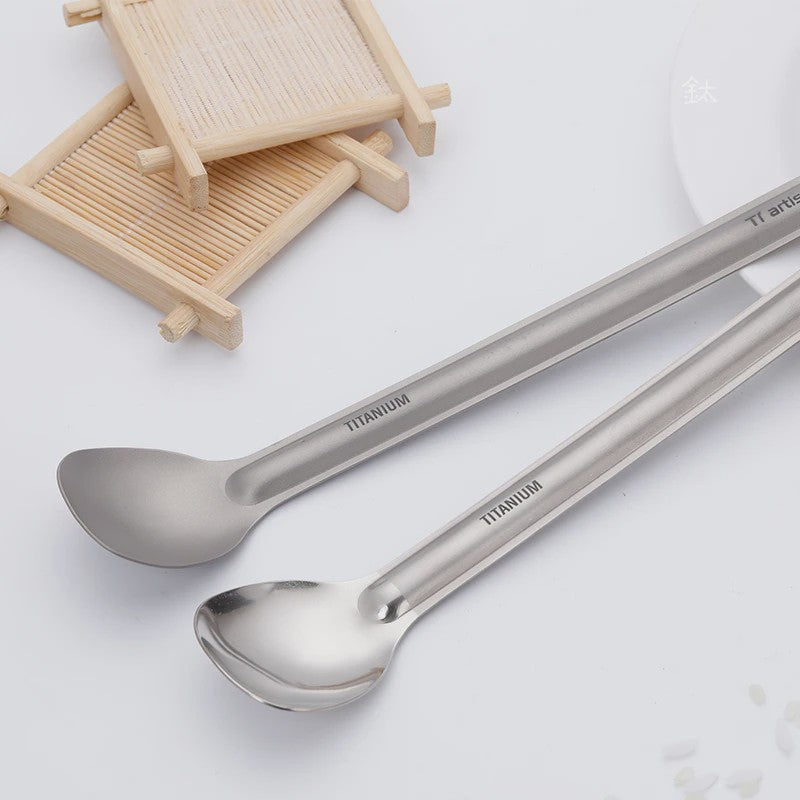 Tiartisan Titanium Spork: Ultralichte Lange Lepel & Vork voor Outdoor Avonturen