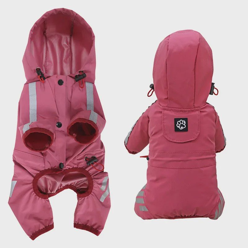 Waterdichte Hond Regenjas met Reflecterende Strepen - Jumpsuit voor Kleine & Middelgrote Honden